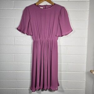 Vtg Petites by Willi Dress‎ 8 Pleated Flutter Sleeve Modest Easter Church Preppy